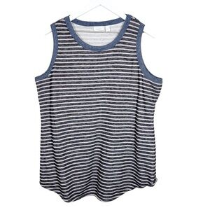 Lori Goldstein LOGO Lounge Gray and Pink Stripe Sleeveless Tank Top Size XL